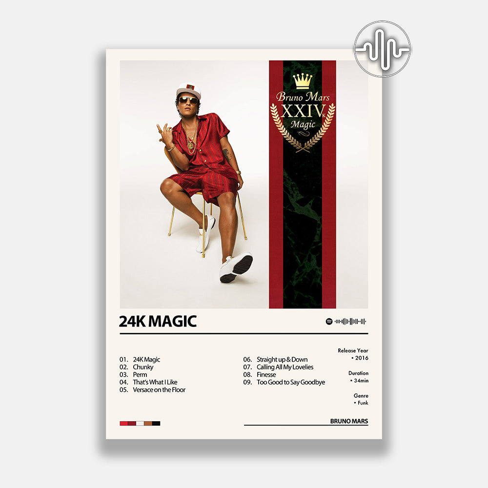 Bruno Mars - 24K Magic | Album cover poster
