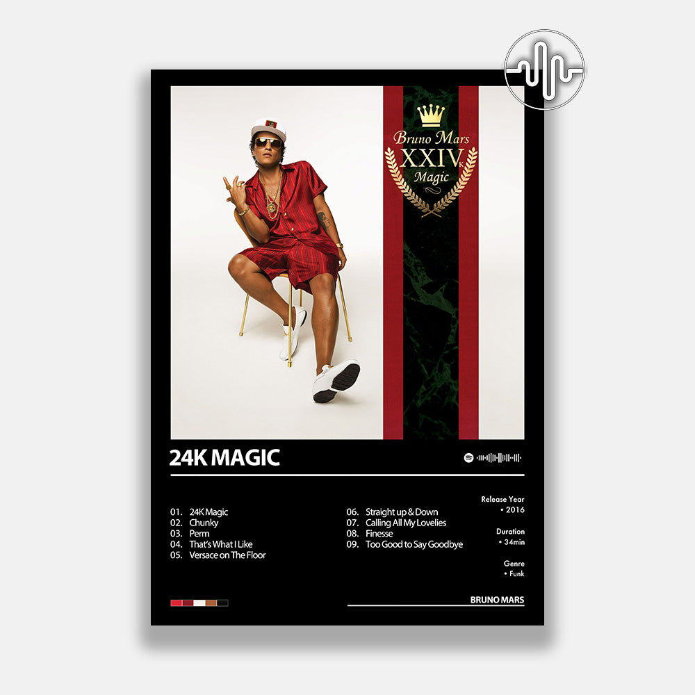 Bruno Mars - 24K Magic | Album cover poster