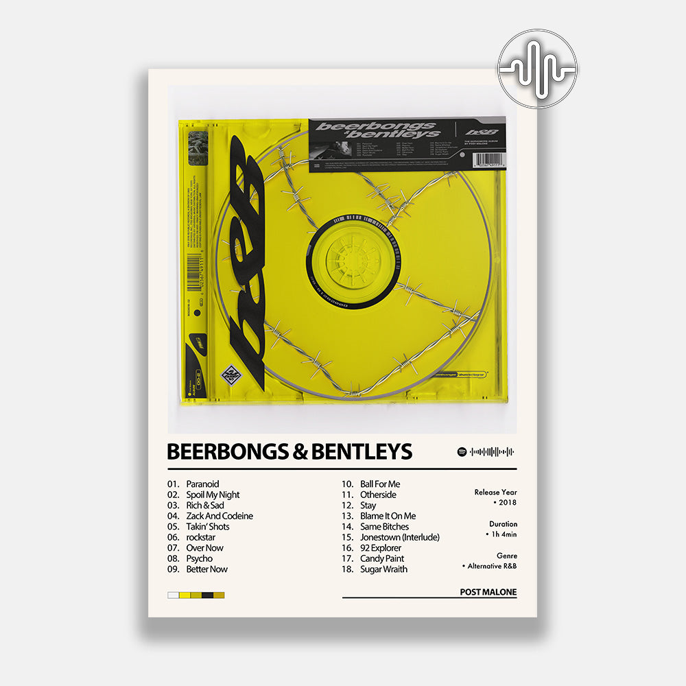 Post Malone - beer bongs & bentleys | Album cover poster