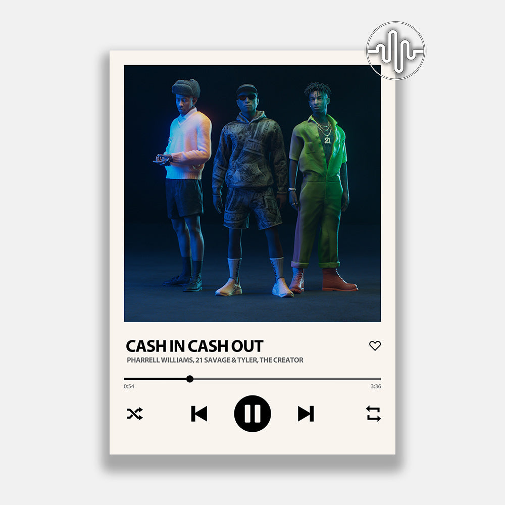Pharrell Williams, 21 Savage & Tyler, The Creator - Cash In Cash Out | Song poster