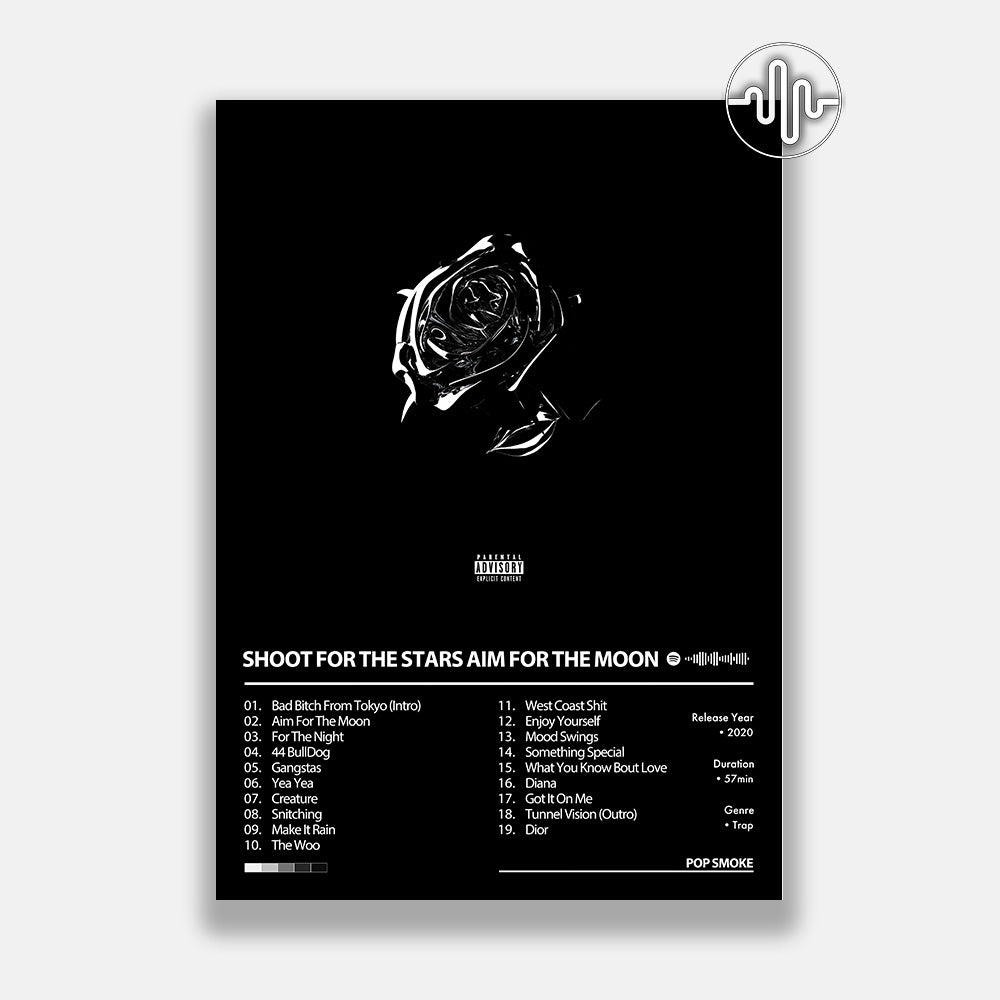 Pop Smoke - Shoot For The Stars Aim For The Moon | Album cover poster