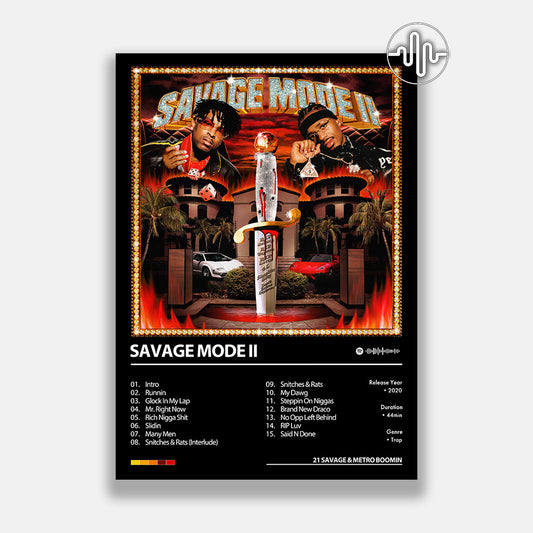 21 Savage & Metro Boomin - Savage Mode 2 | Affiche de couverture d'album numérique