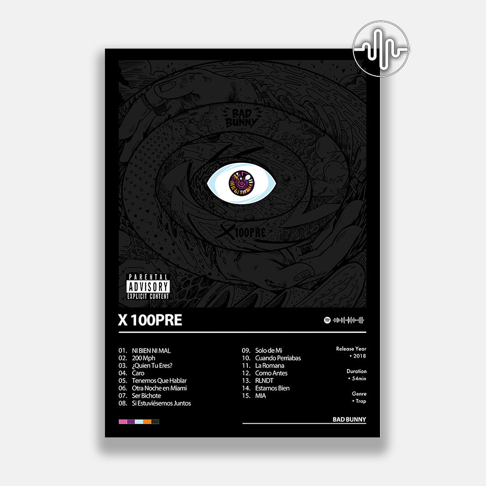 Bad Bunny - X 100PRE | Digital album cover poster
