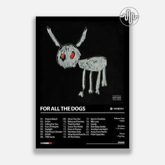 Drake - For All The Dogs | Digital album cover poster